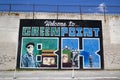 Iconic Ã¢â¬ÅWelcome to Greenpoint BKÃ¢â¬Â mural at the India Street Mural Project in Brooklyn